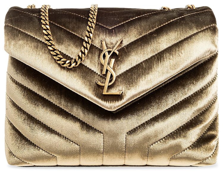 Saint Laurent Small Loulou Velvet Shoulder Bag Dark Vintage Olive