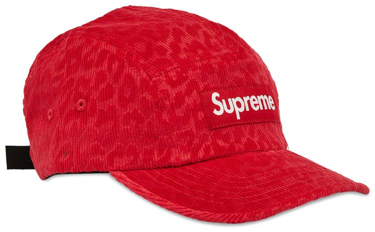 Supreme Leopard Corduroy Camp Cap Red