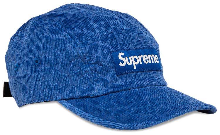 Supreme Leopard Corduroy Camp Cap Blue