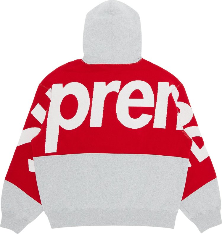 Supreme Big Logo Jacquard Hooded Sweatshirt Heather Grey