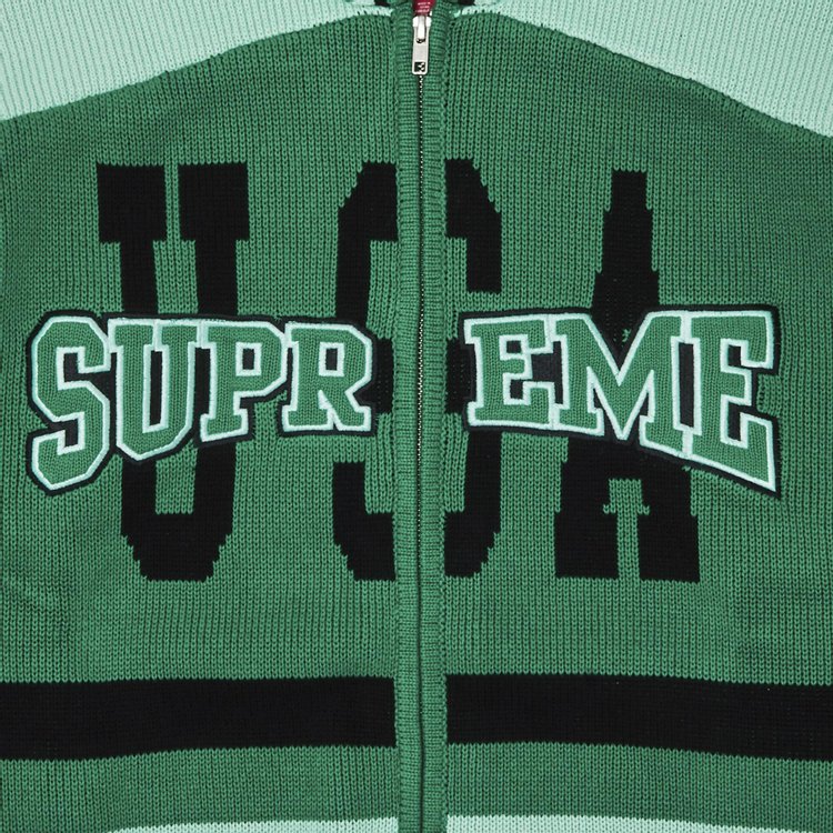 Supreme USA Zip Up Hooded Sweater Green