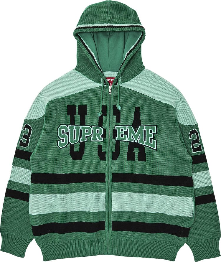 Supreme USA Zip Up Hooded Sweater 'Green'