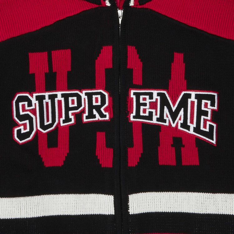 Supreme USA Zip Up Hooded Sweater Black