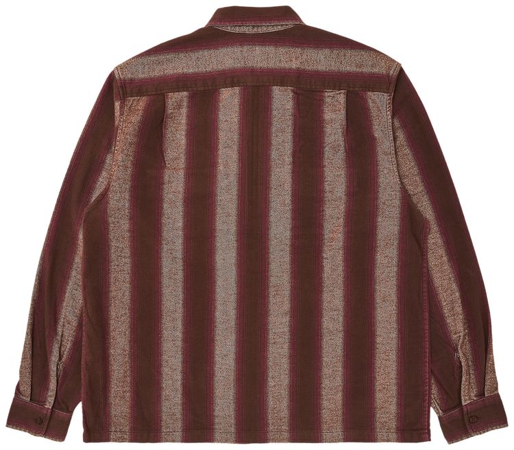 Supreme Stripe Flannel Zip Up Shirt Brown