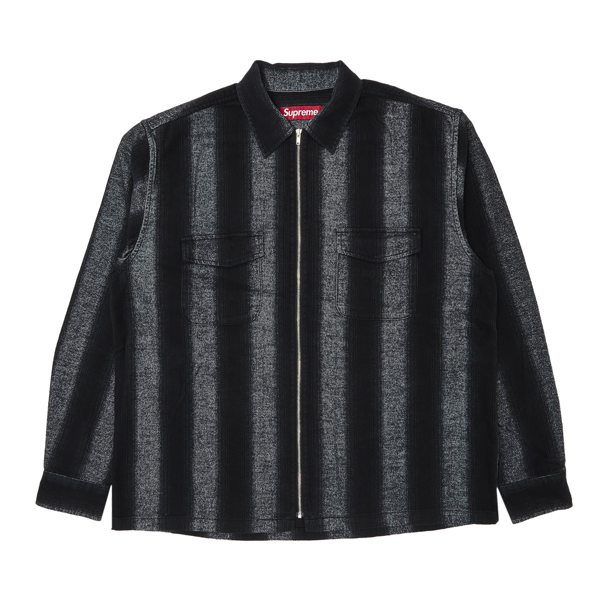 Buy Supreme Stripe Flannel Zip Up Shirt 'Black' - FW23S44 BLACK