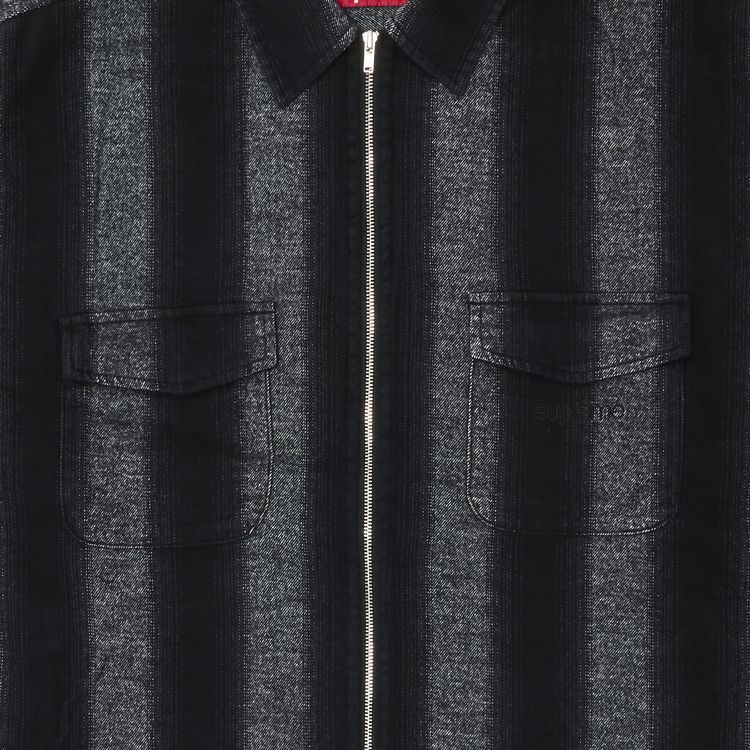 Supreme Stripe Flannel Zip Up Shirt Black