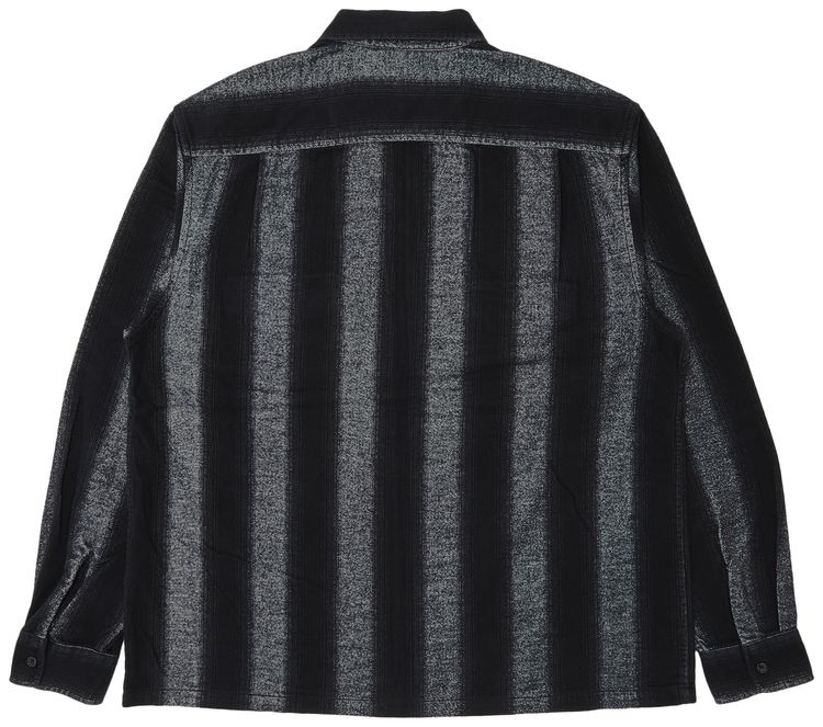 Supreme Stripe Flannel Zip Up Shirt Black