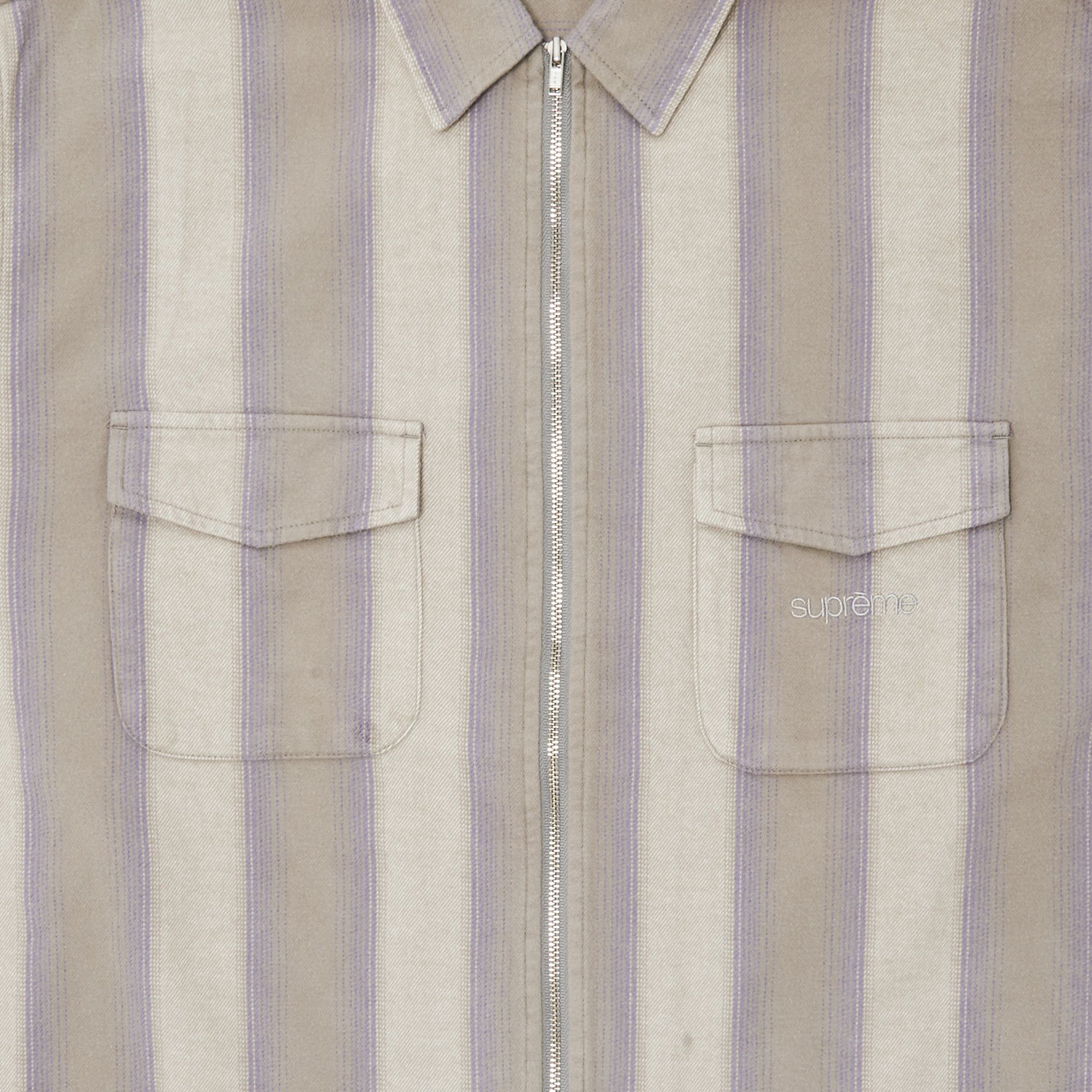 Buy Supreme Stripe Flannel Zip Up Shirt 'Grey' - FW23S44