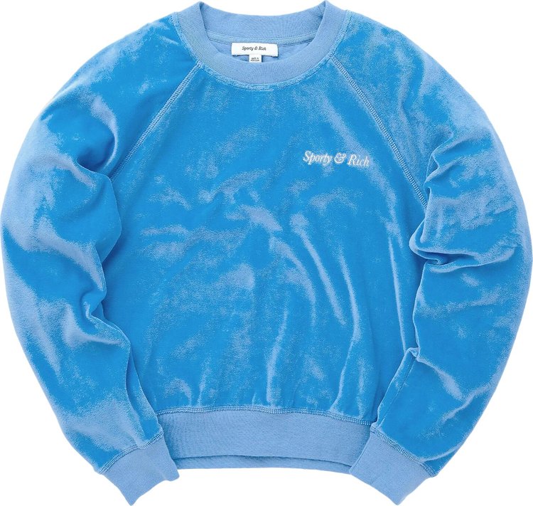 Sporty  Rich Italic Logo Raglan Sweater Blue