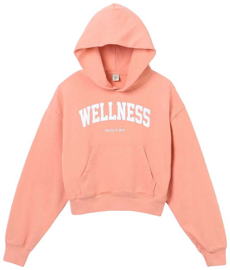 Sporty  Rich Wellness Ivy Cropped Hoodie SalmonWhite