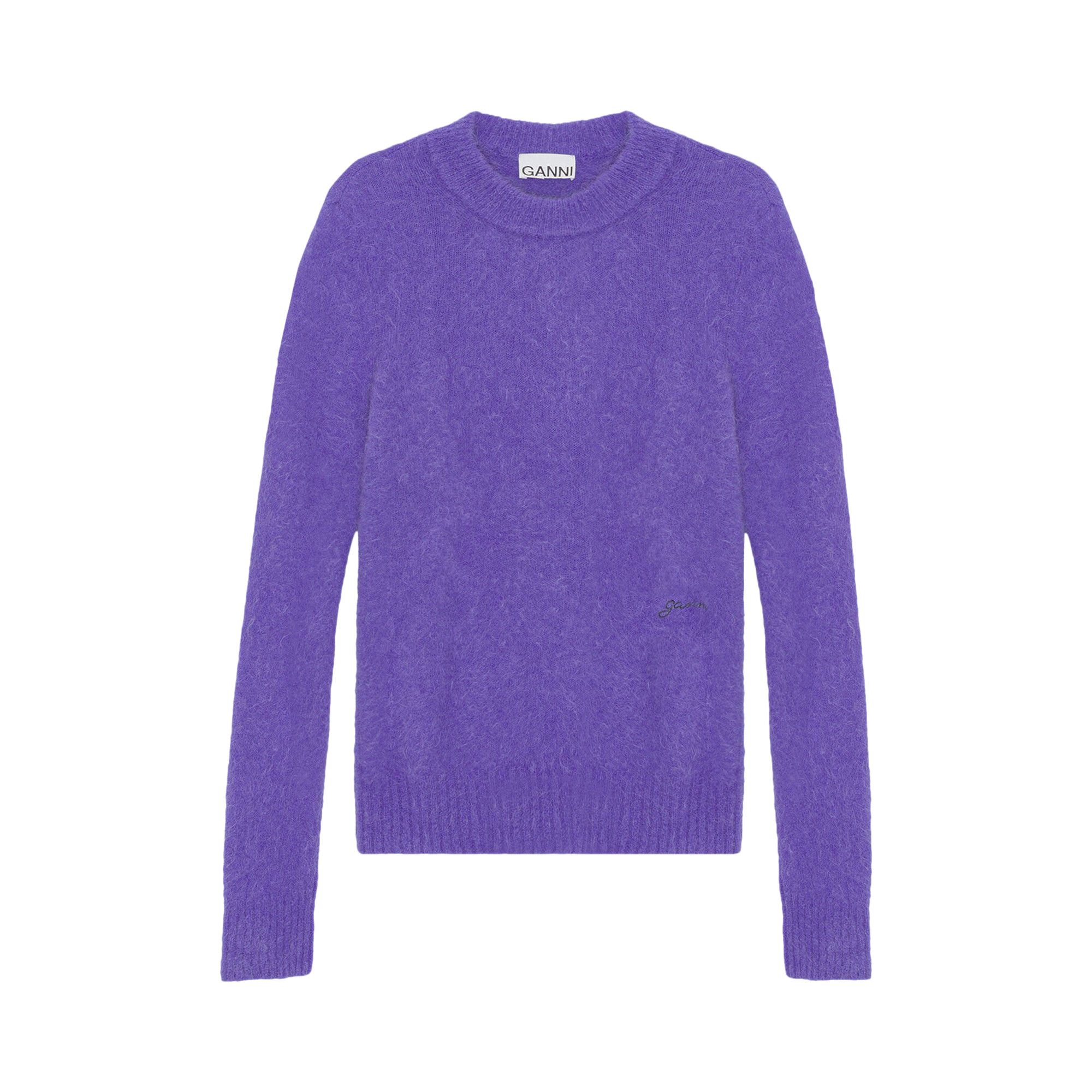Buy GANNI Brushed Alpaca O Neck Sweater Purple K2031 PURP GOAT CA