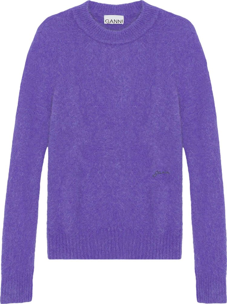 GANNI Brushed Alpaca O-Neck Sweater 'Purple'