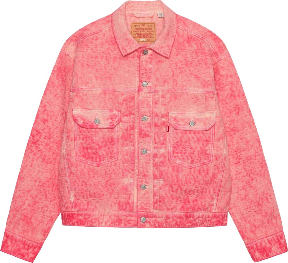 Buy Levi's x Stussy Dyed Jacquard Trucker Jacket 'Pink' - A52160000 | GOAT