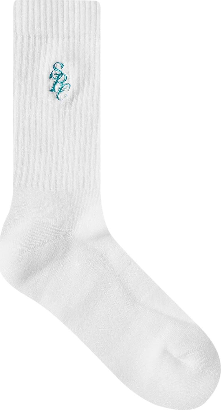 Sporty & Rich Logo Socks 'White/Teal'