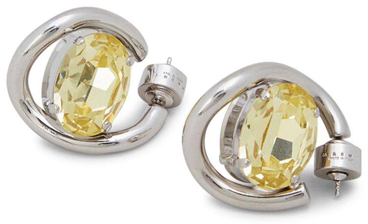 Marni Oyster Earrings With Glass Stones CeleryGlass