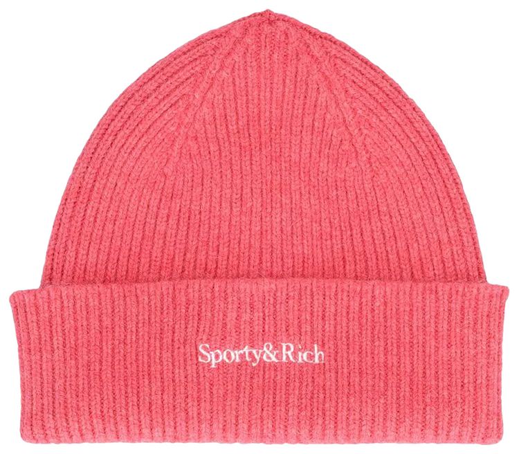 Sporty  Rich Serif Logo Beanie Strawberry