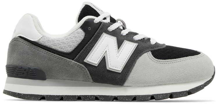 New Balance 574 Big Kid Wide Blacktop White