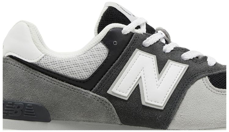 New Balance 574 Big Kid Wide Blacktop White