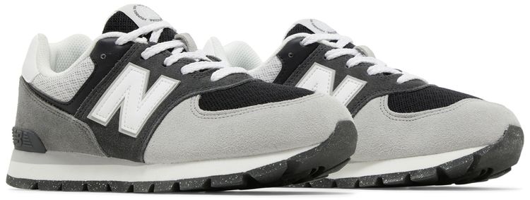 New Balance 574 Big Kid Wide Blacktop White