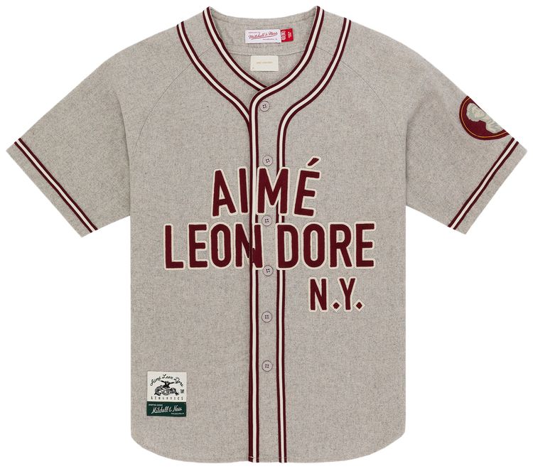 Aime Leon Dore x Mitchell  Ness Team Baseball Jersey Oatmeal