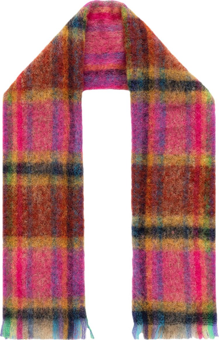 Aime Leon Dore Plaid Mohair Scarf Pink