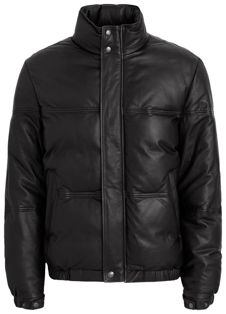 Aime Leon Dore Leather Down Puffer Jacket Jet Black