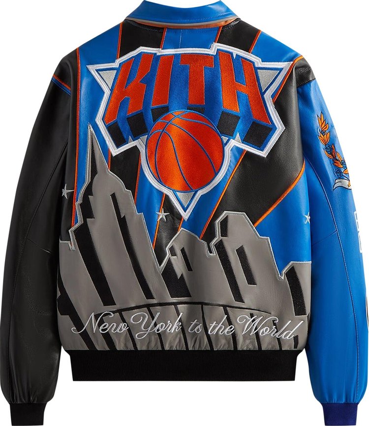 Kith  Jeff Hamilton For The New York Knicks Leather Varsity Jacket Black