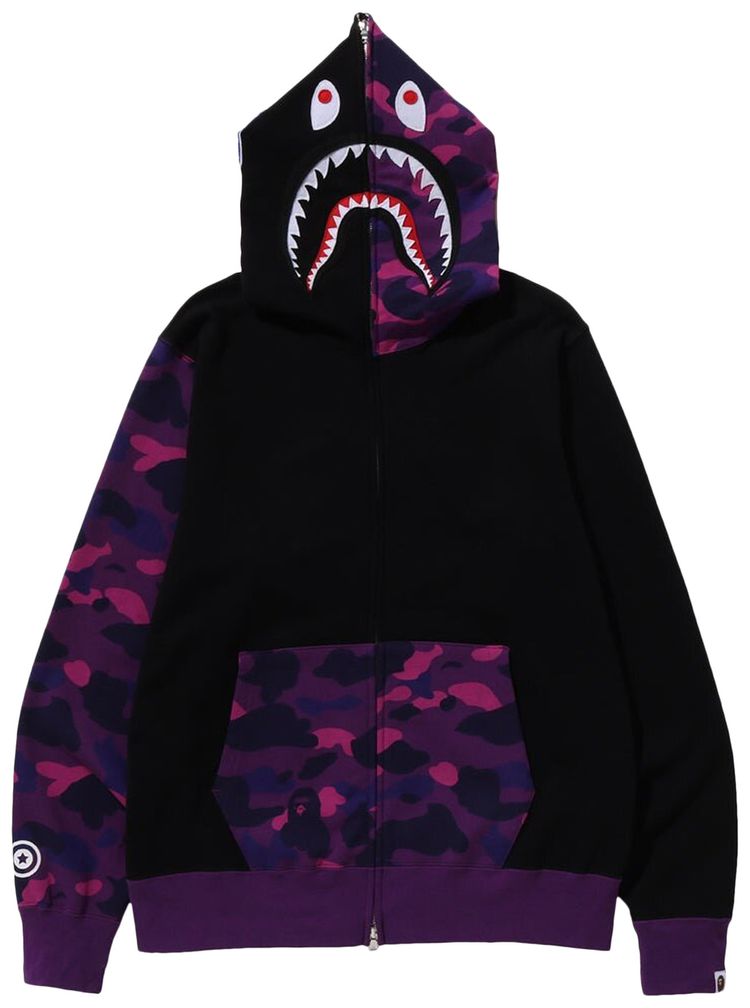 BAPE Color Camo Shark Full Zip Hoodie Purple