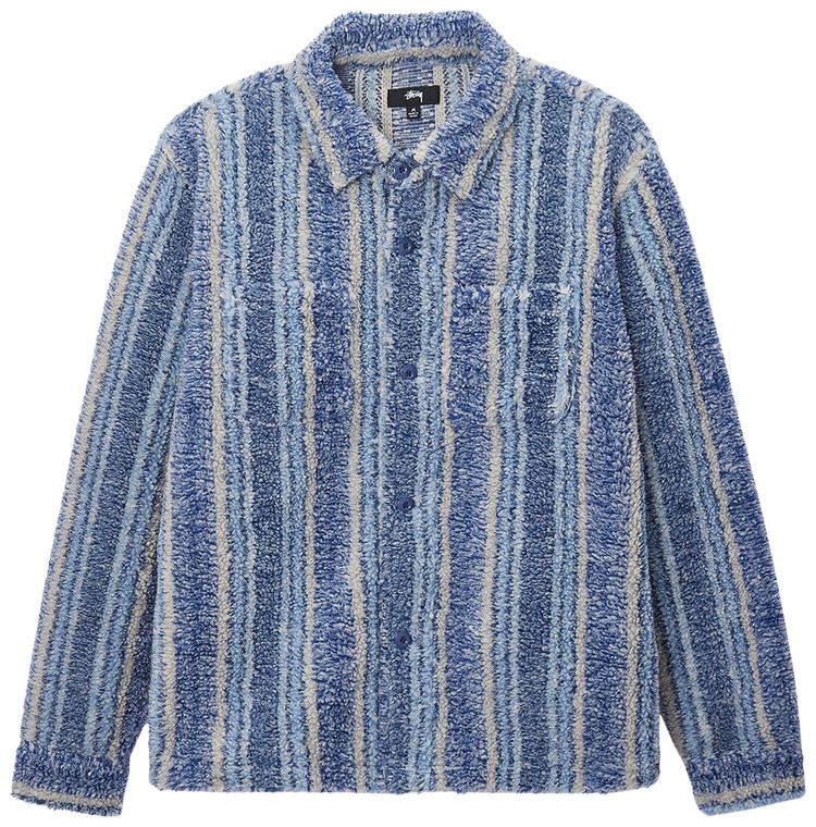 Stussy Stripe Sherpa Shirt Indigo