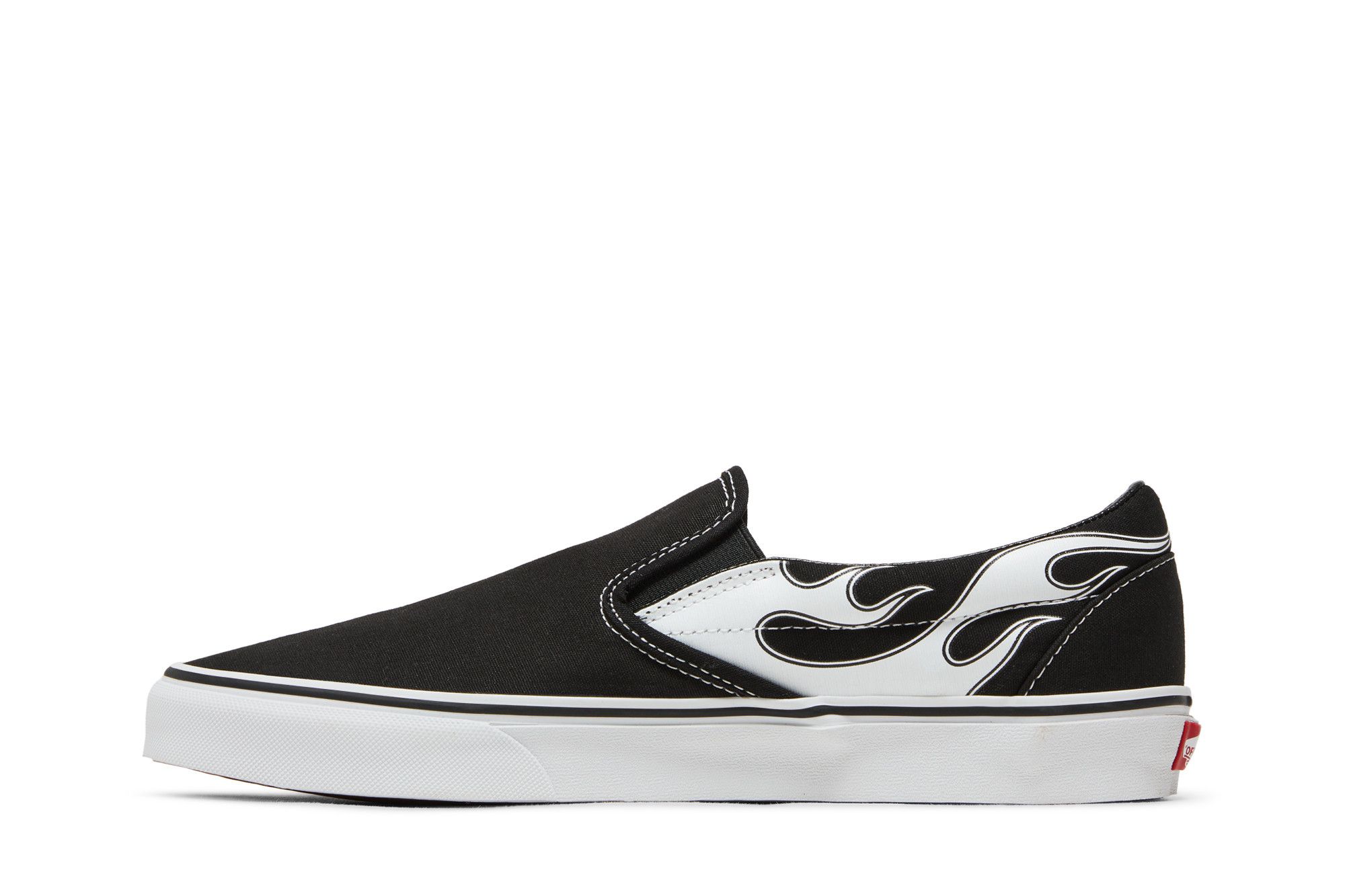Black slip on vans with flames hotsell