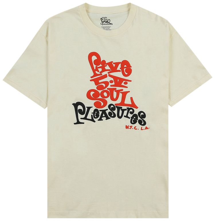 Pleasures Five 5 V T Shirt Cream
