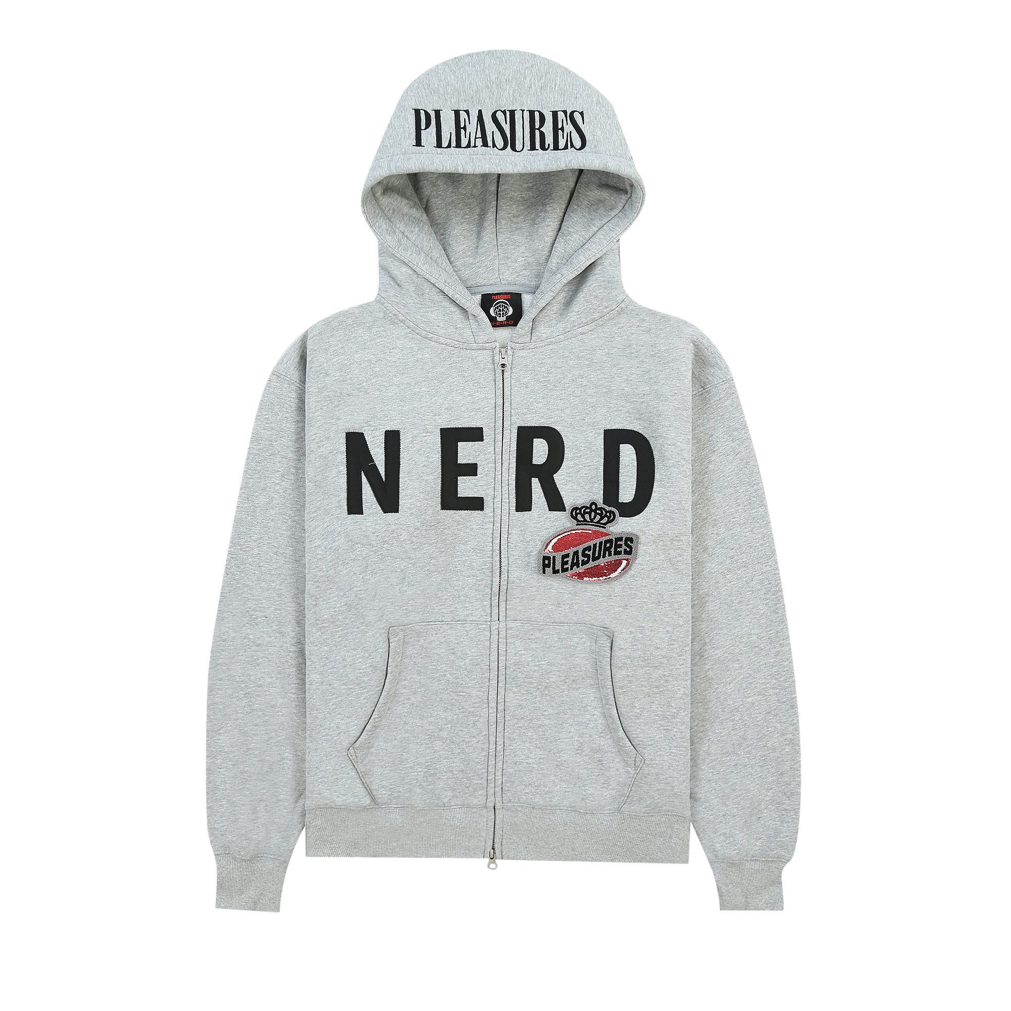 Buy Pleasures Nerd Zip Up Hoodie 'Heather Grey' - P23N002