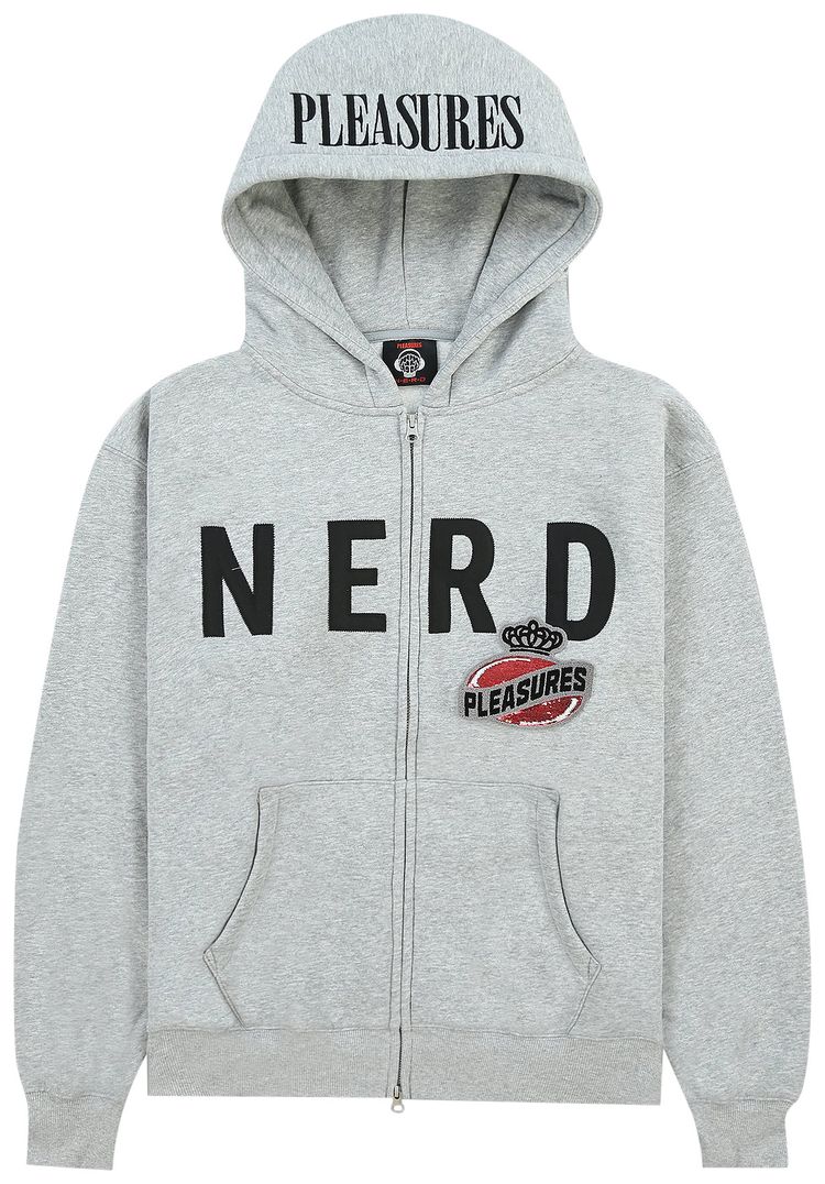 Pleasures Nerd Zip Up Hoodie Heather Grey