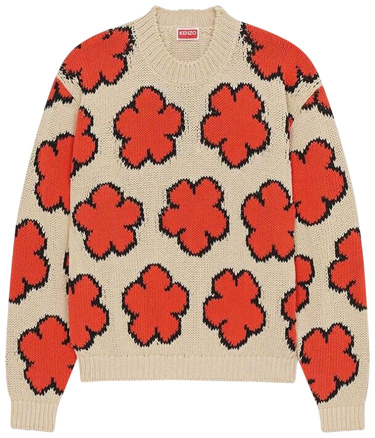 Kenzo Boke Flower Intarsia Knit Jumper Red
