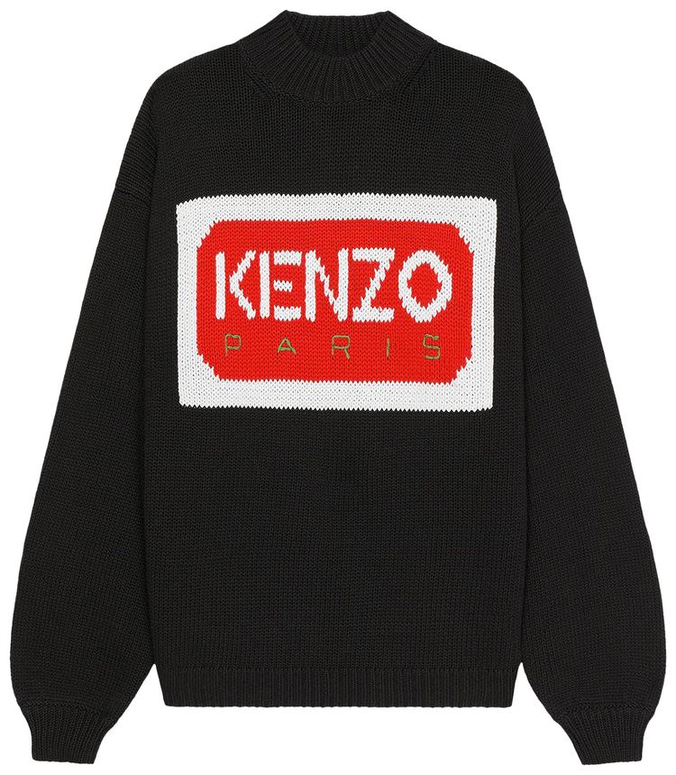 Kenzo Logo Intarsia Knit Jumper Black