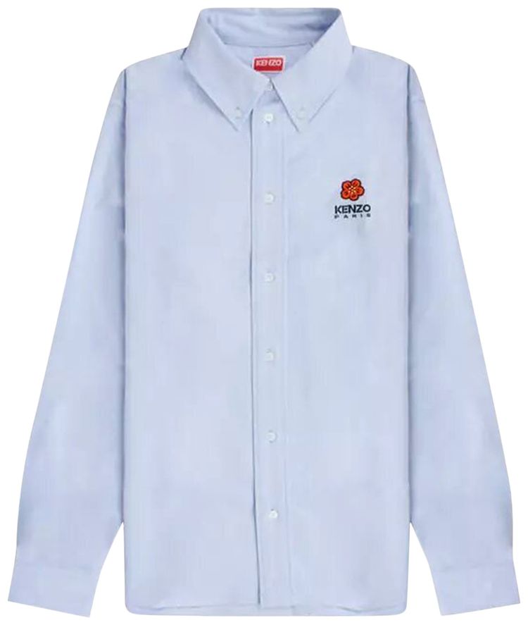 Kenzo Boke Flower Logo Embroidered Buttoned Shirt Blue