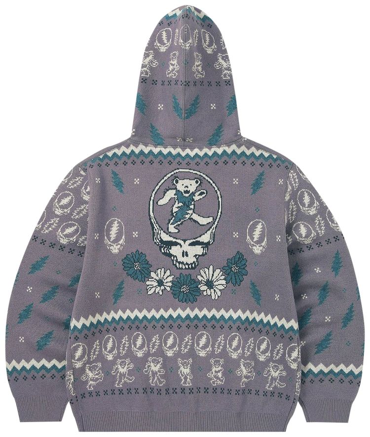 thisisneverthat x Grateful Dead Iconography Knit Zip Hoodie Lavender