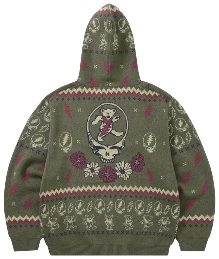 thisisneverthat x Grateful Dead Iconography Knit Zip Hoodie Mud