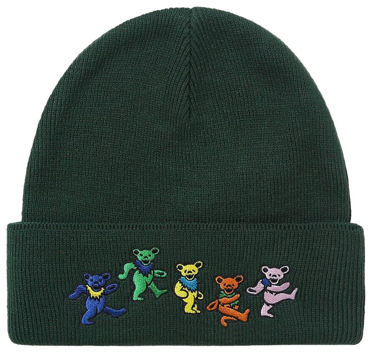 thisisneverthat x Grateful Dead Dancing Bears Beanie Dark Green