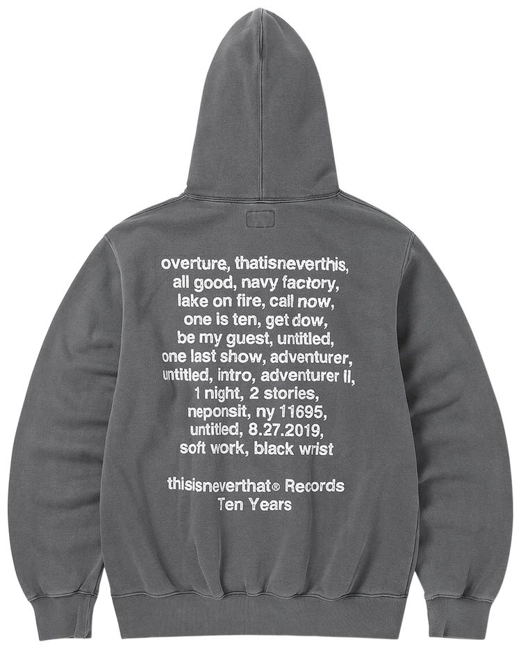 thisisneverthat Ten Years Records Hoodie Charcoal