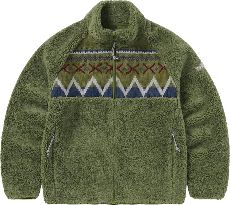 thisisneverthat Knit Paneled Fleece Jacket Olive