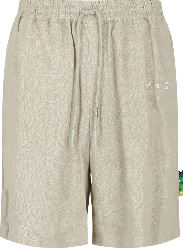 Off-White Embroidered Linen Shorts 'Beige'