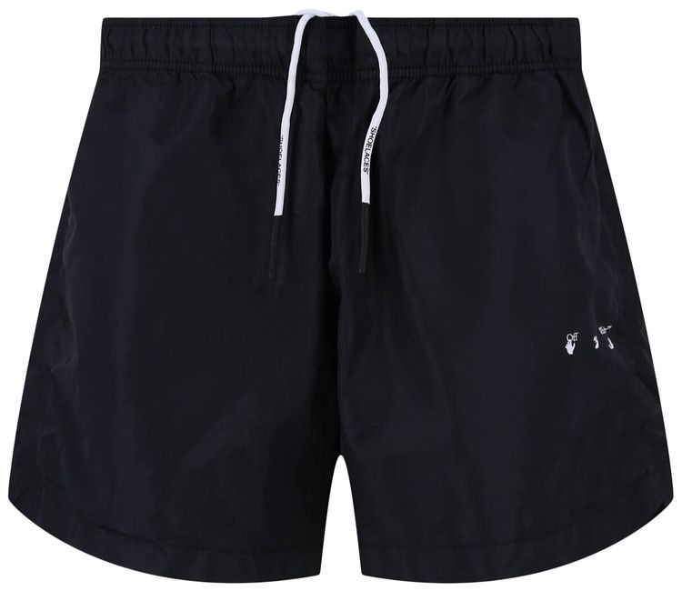 Off White Logo Swim Shorts Black