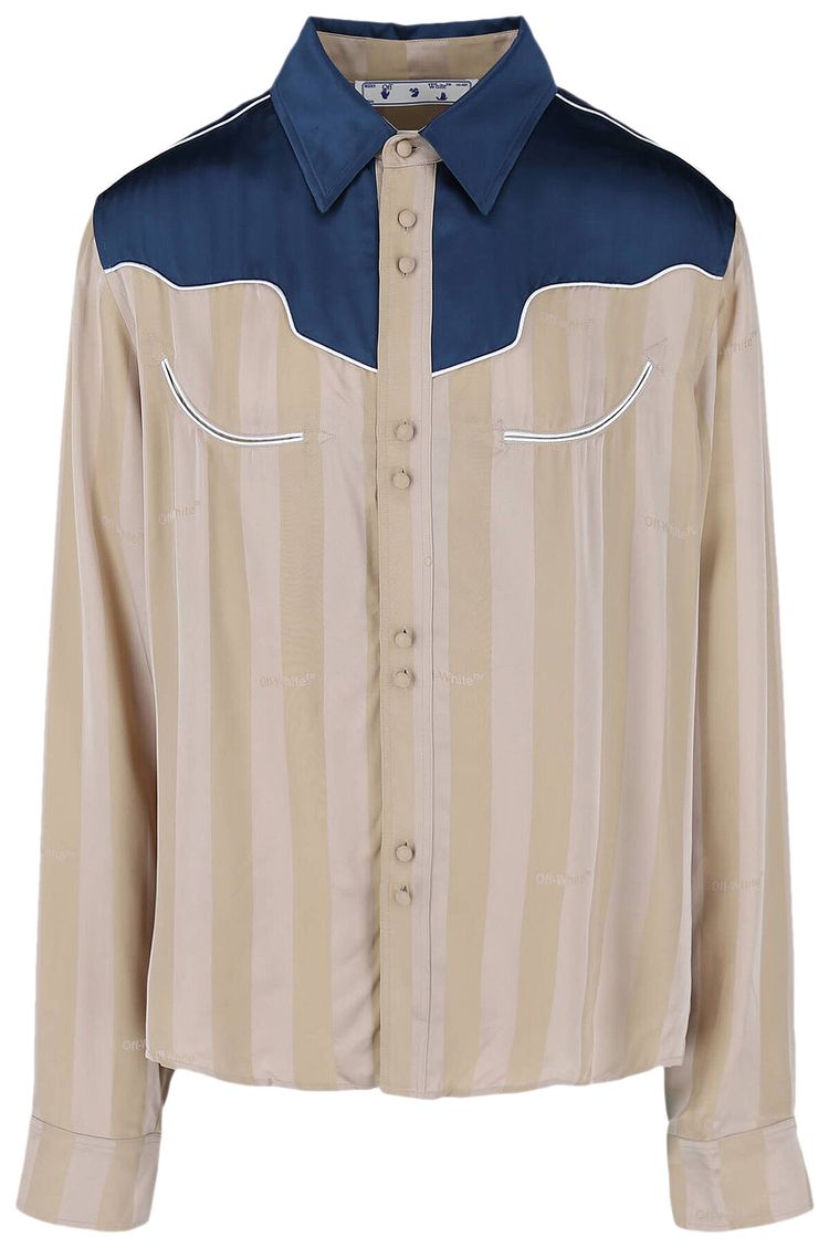 Off White x Louis Vuitton Striped Western Shirt Beige