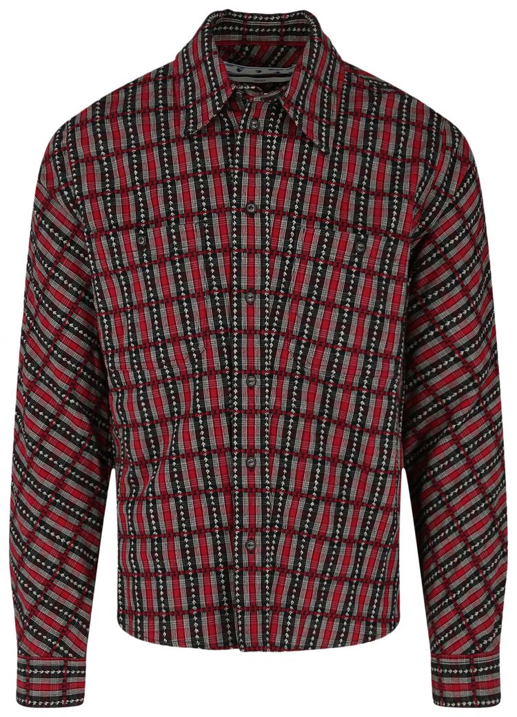 Off White Flannel Check Shirt Red