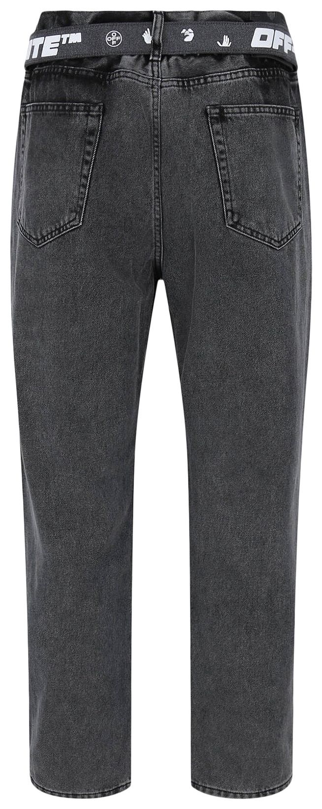 Off White Belted Straight Leg Jeans Grey