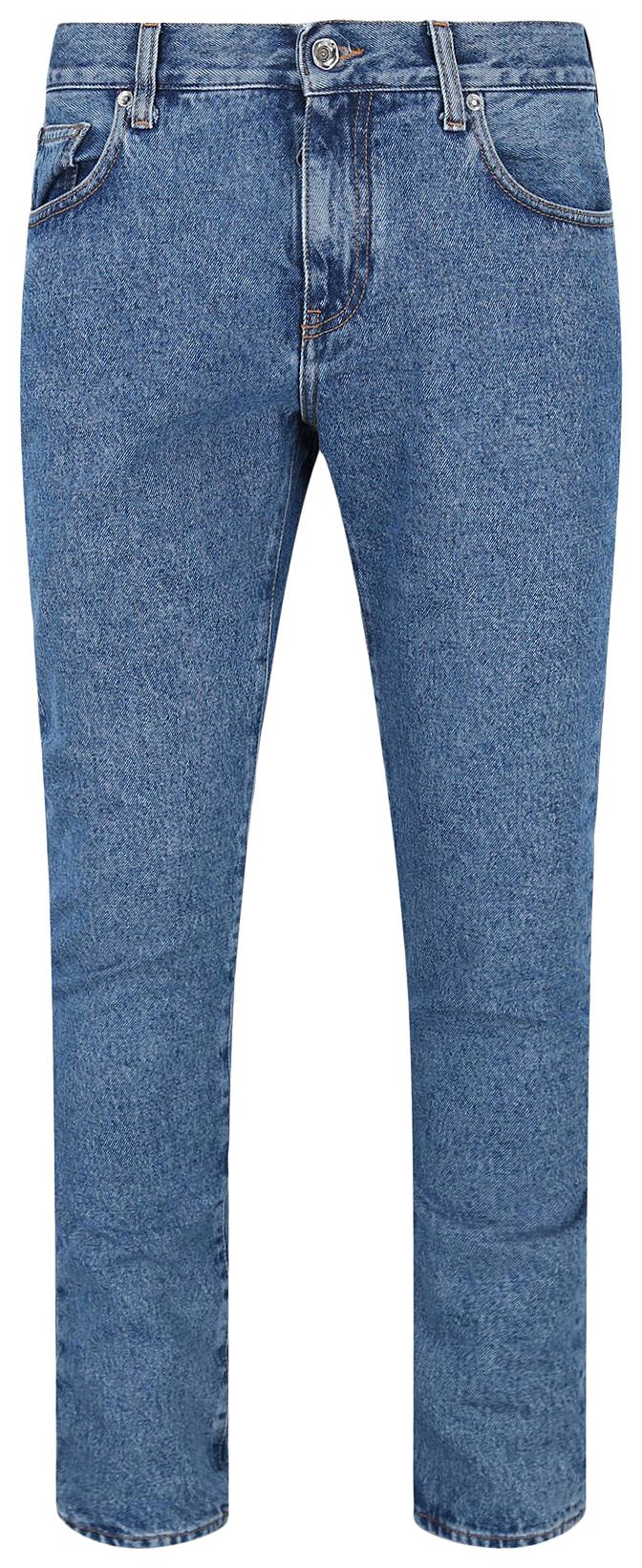 Off White Diag Print Skinny Jeans Blue