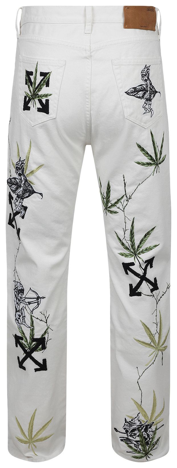 Off White Weed Skate Fit Jeans WhiteGreen