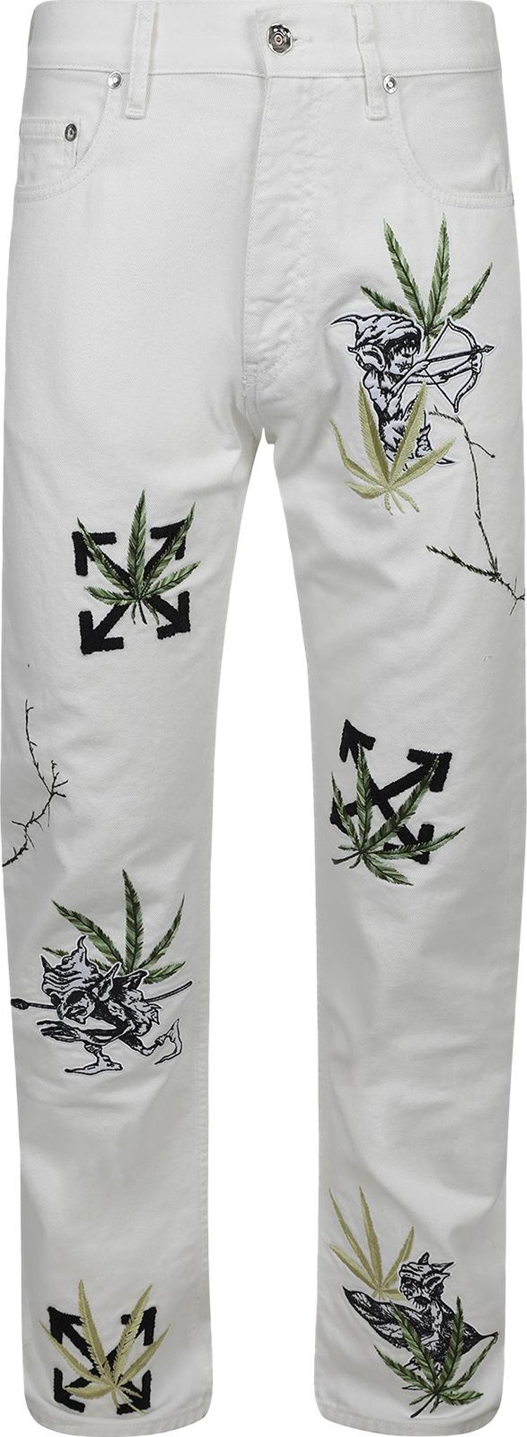 Off-White Weed Skate Fit Jeans 'White/Green'