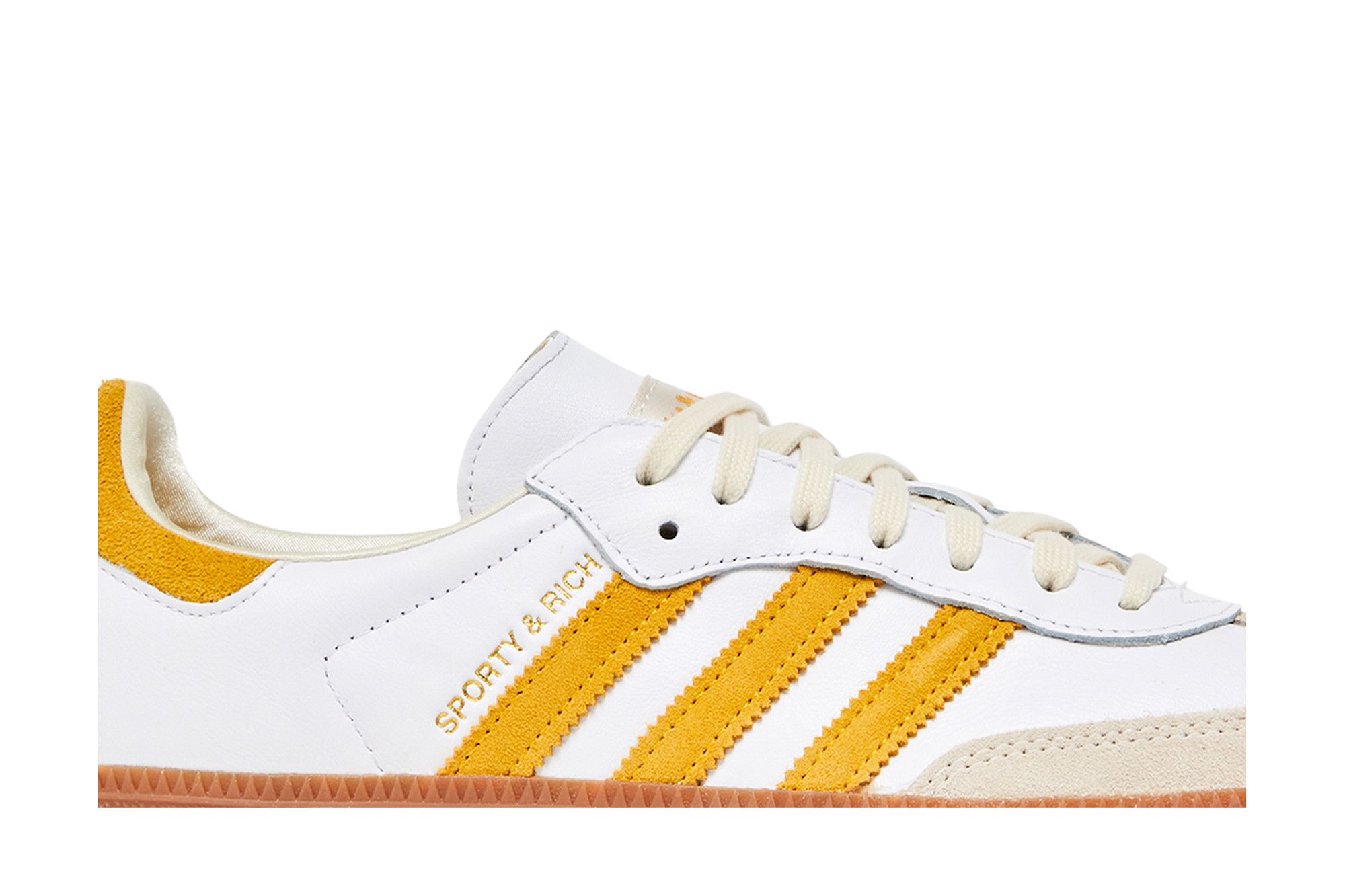 Adidas samba white gold hot sale